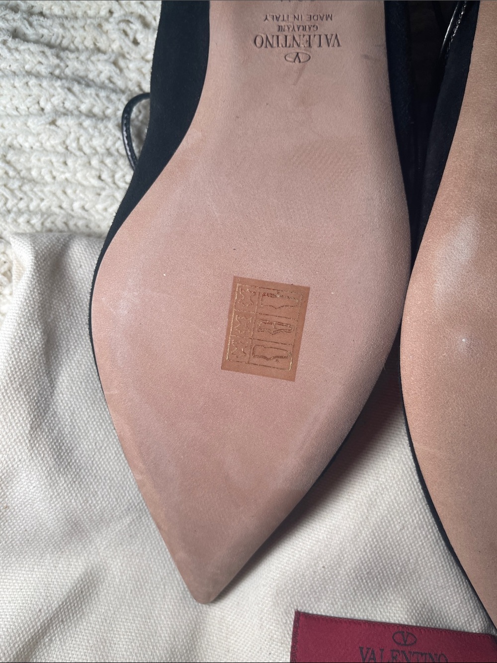 Valentino Black Lace-Up Pointed-Toe Flats with Strappy Detail - Picture 15 of 16
